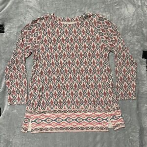 J Jill Top Womens M Multicolor Tunic Boho Southwestern Western Supima Cotton